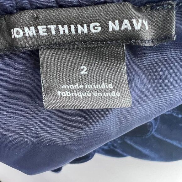 Something Navy Girls Size 2 Blue Velvet Gathered Holiday Dress in Navy Night - Picture 2 of 9